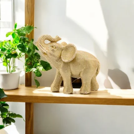 Modern Resin Polyresin Elephant Figurine with Intricate Detailing - Elegant Decorative Accent for Contemporary and Stylish Home Decor
